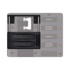 Electrical fuse panel with reverse polarity indicators.