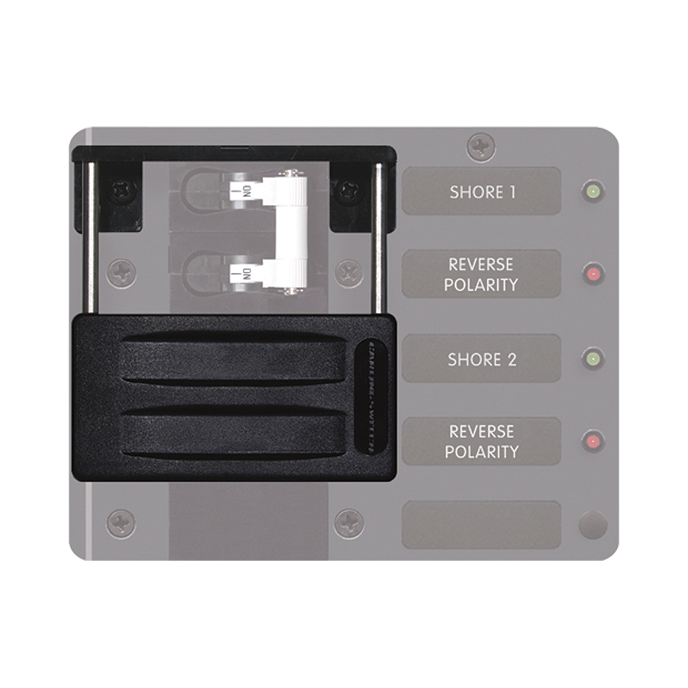 Electrical fuse panel with reverse polarity indicators.