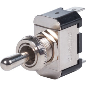 Metal toggle switch with silver finish