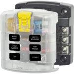Blue Sea Systems fuse block for marine electronics.