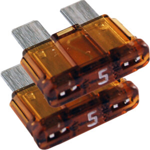 Close-up of orange automotive fuses, size 5.