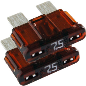 Two 7.5 amp automotive fuses stacked.