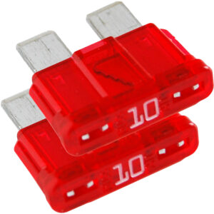 Two red 10 amp blade fuses