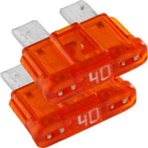 Two orange automotive fuses, 40 amp rating