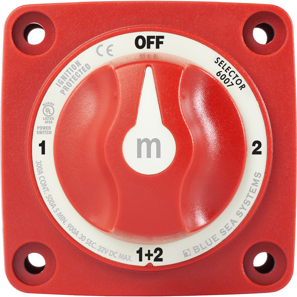 Red battery selector switch, off position visible.