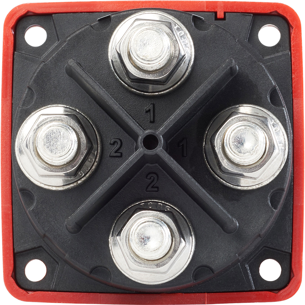 Red and black industrial rotary switch base.