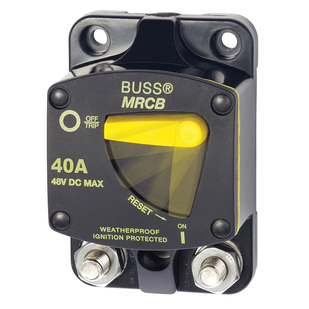 Weatherproof 40A circuit breaker, 48V DC, ignition protected.