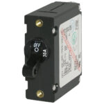 30A circuit breaker switch, off position view.