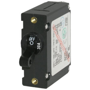 30A circuit breaker switch, off position view.
