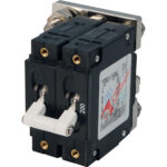 Double pole circuit breaker with switch handle.