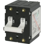 Double pole circuit breaker, 32A, off position.