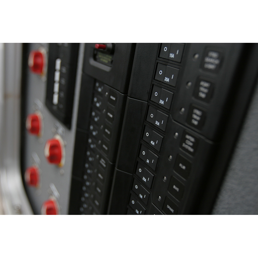 Close-up of a control panel with switches.