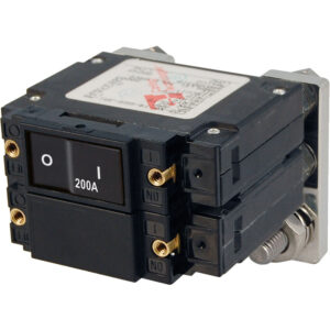 200A circuit breaker with toggle switch.