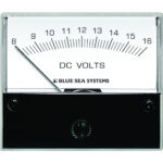 Analog DC voltmeter gauge at 8 volts.
