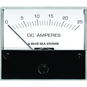 DC ammeter gauge showing zero amperes.