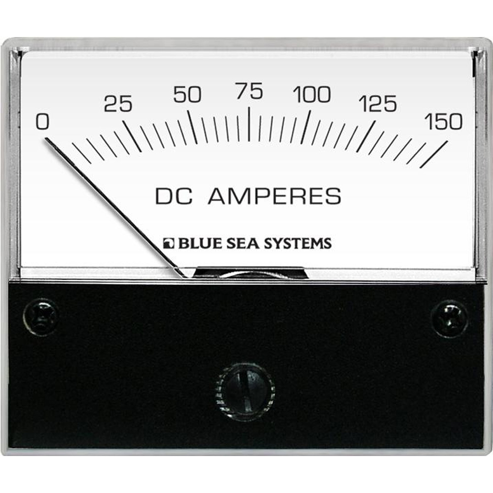DC ammeter showing zero amperes.