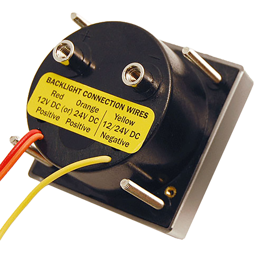 Backlight connection wires with volt and polarity labels.