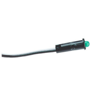 Green LED indicator light with wire leads.