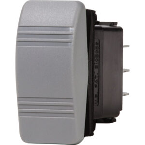 Gray plastic rocker switch with ridges