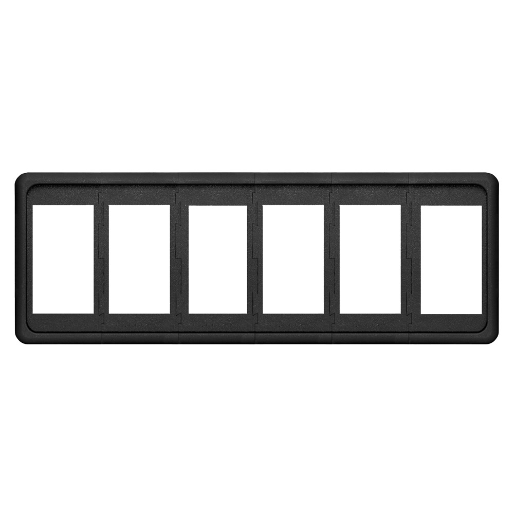 Black six-slot electrical outlet frame