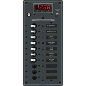 12 volt DC electrical panel with breakers.