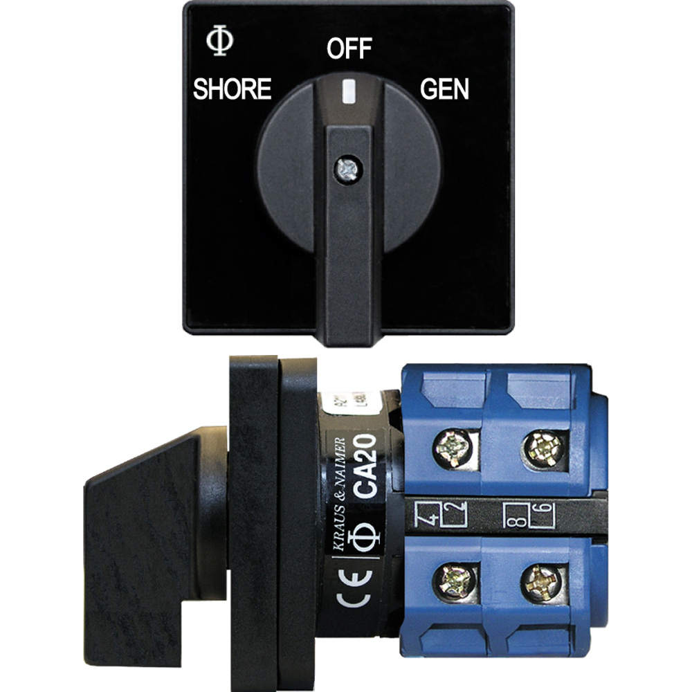 Electrical rotary switch for shore, off, generator power