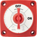 Red circuit switch set to off position.