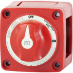 Red battery switch, off and on positions.