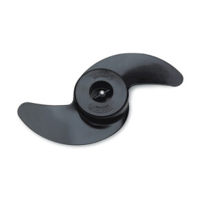 Black two-blade weed-cutting propeller accessory.