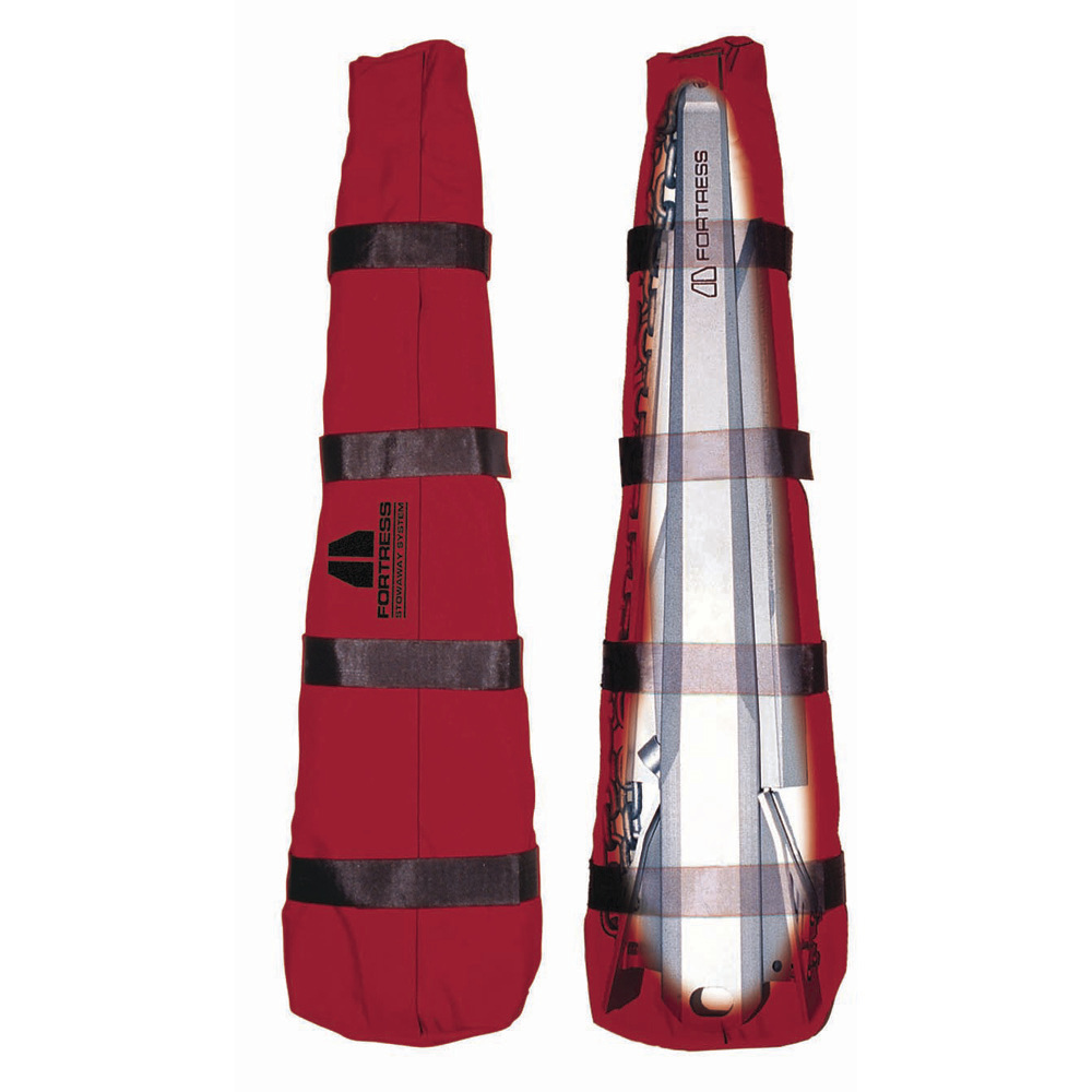 Red anchor storage bag with straps displayed.