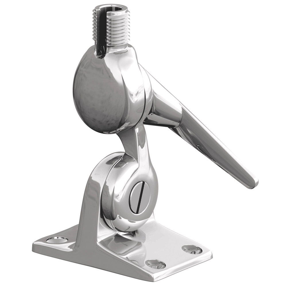 Chrome metal hinge mount for antennas.