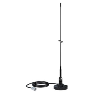 Mobile radio antenna with cable and connector