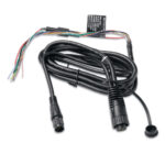 Boat engine wiring harness with connectors and wires.