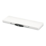 White wall mount storage board with latch