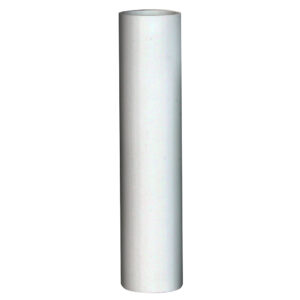 White cylindrical PVC pipe on white background.