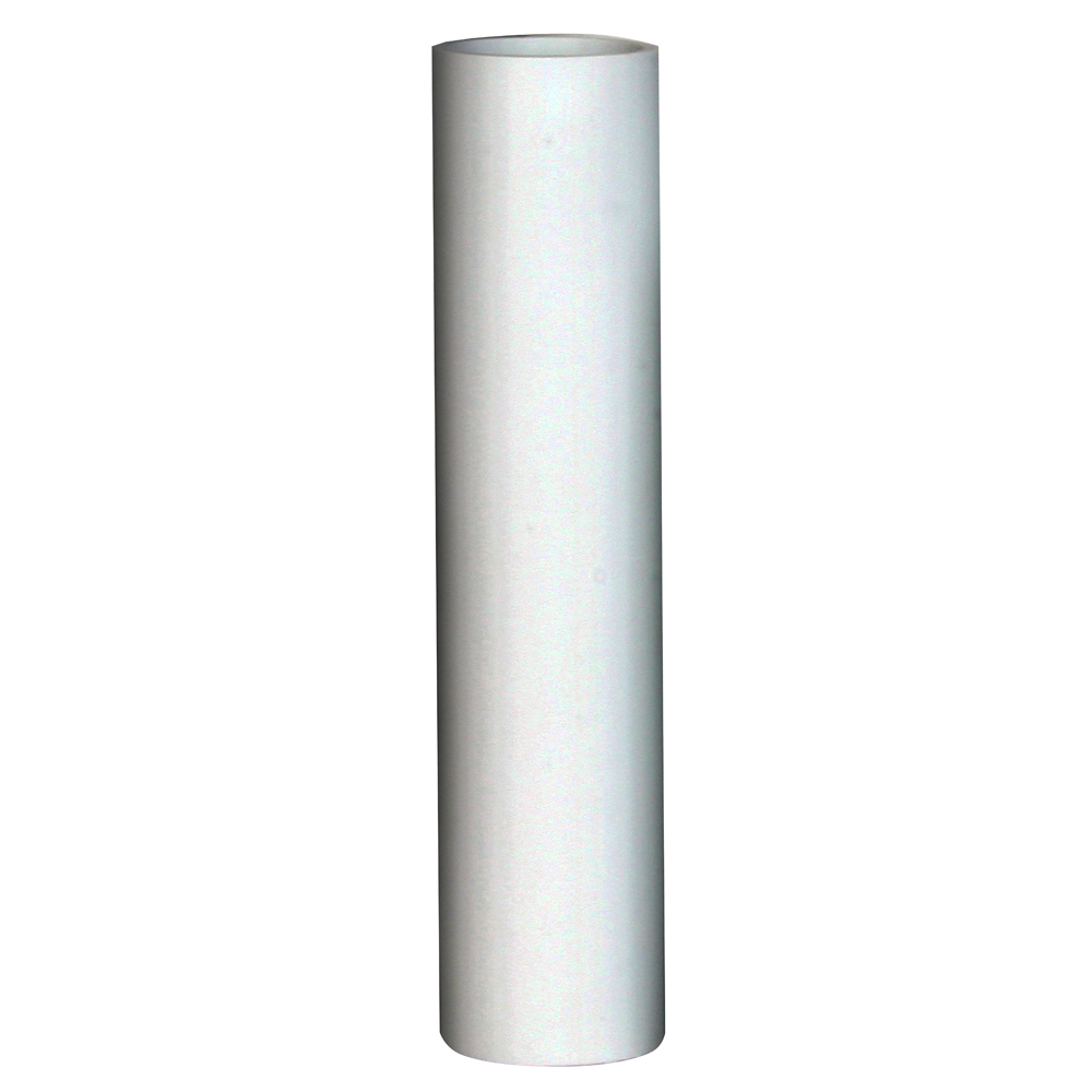 White cylindrical PVC pipe on white background.
