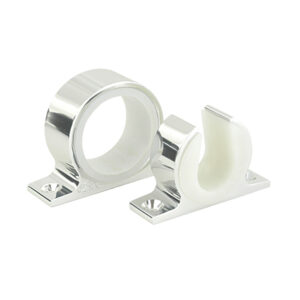 Silver rod holder brackets, two styles