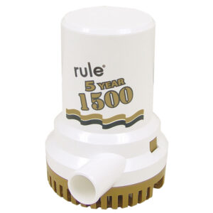 Rule 1500 marine bilge pump, five year warranty
