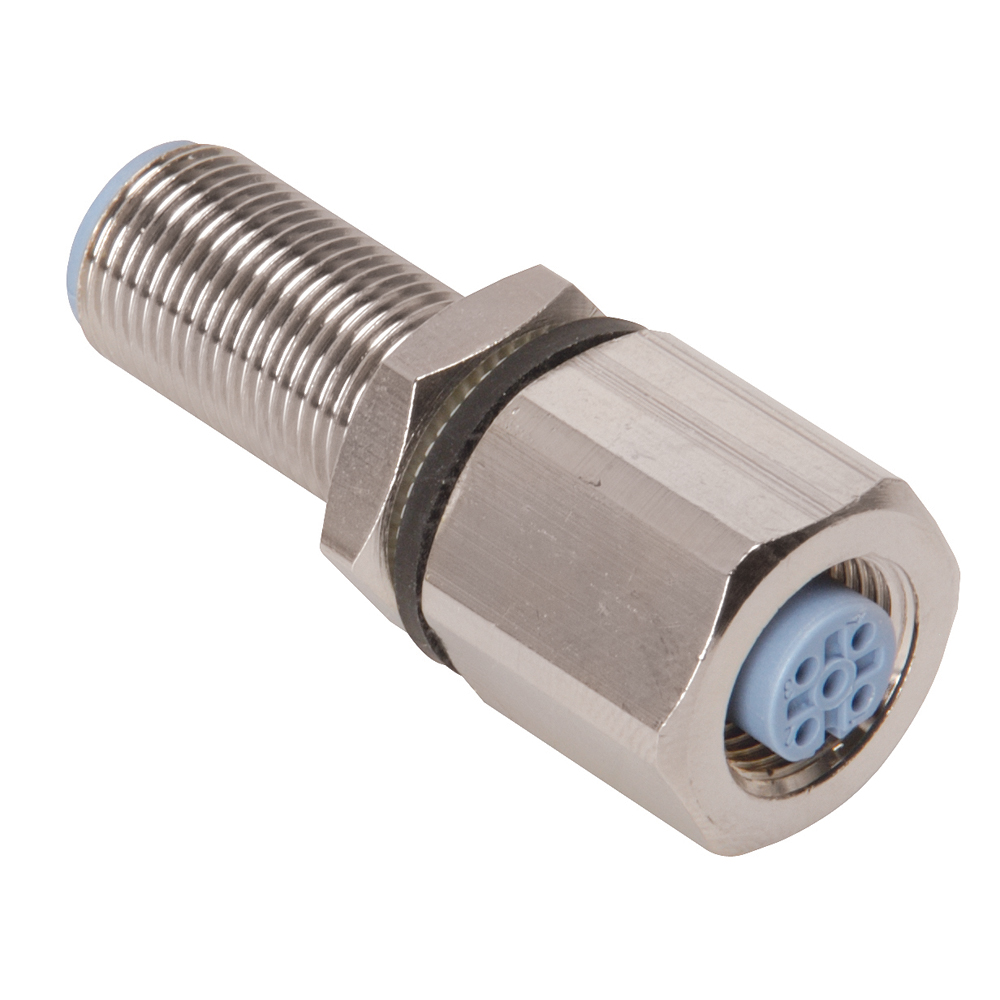Stainless steel threaded hydraulic hose connector.