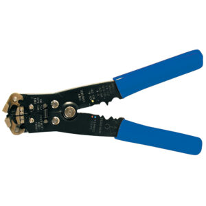 Blue-handled wire stripper tool