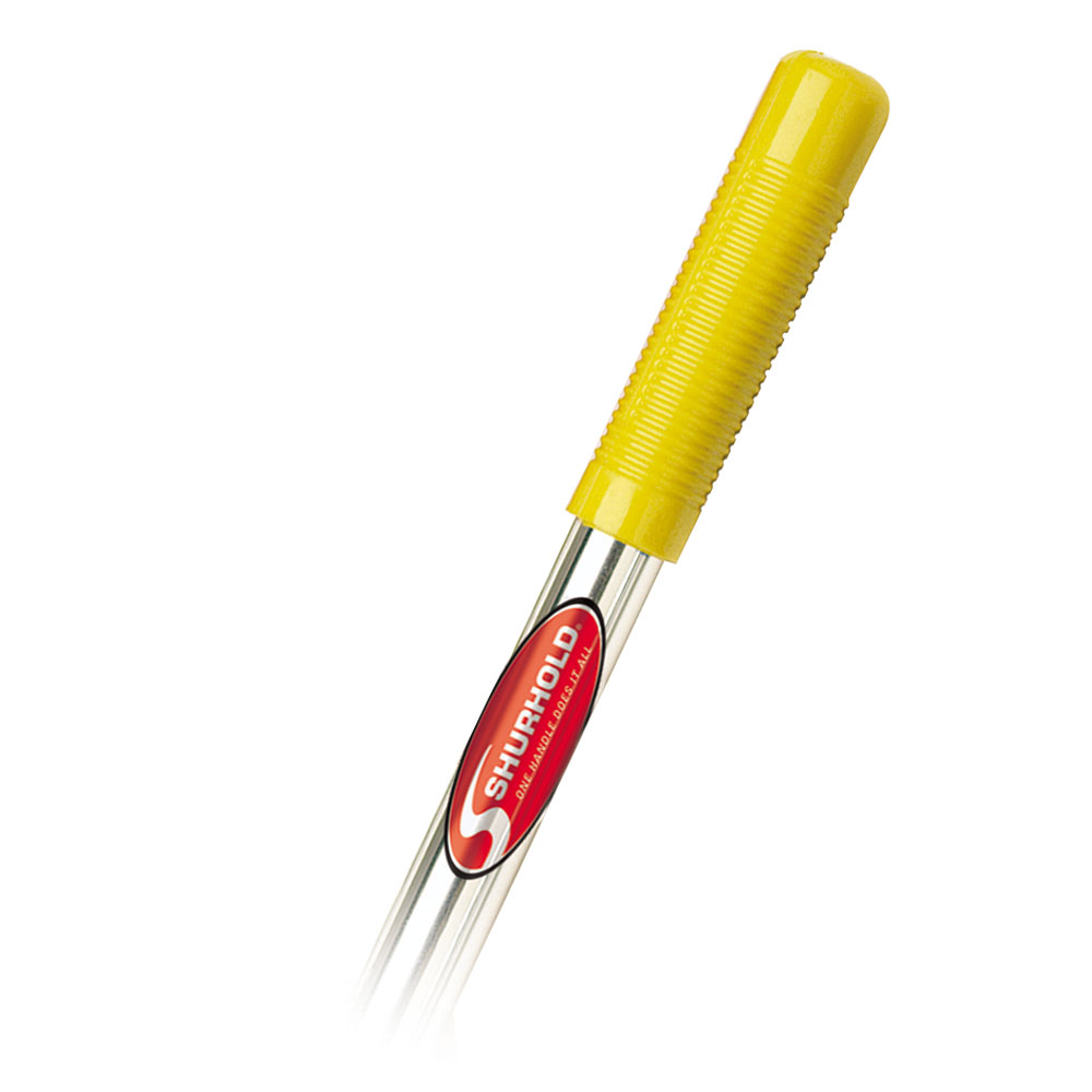 Shurhold boat handle with yellow grip.