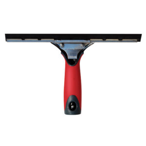 Red window squeegee with rubber blade
