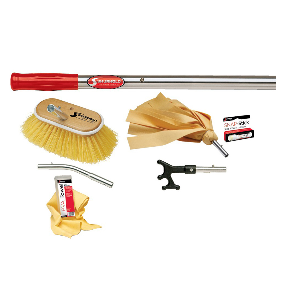 Shurhold cleaning tools and accessories set for boats.