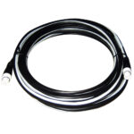 Coiled black and white electrical cable.