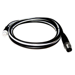 Coiled black cable with connectors