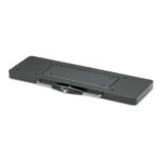 Black mounting base with metal handle and fastener