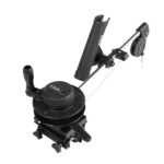 Fishing downrigger with rod holder and cable system.