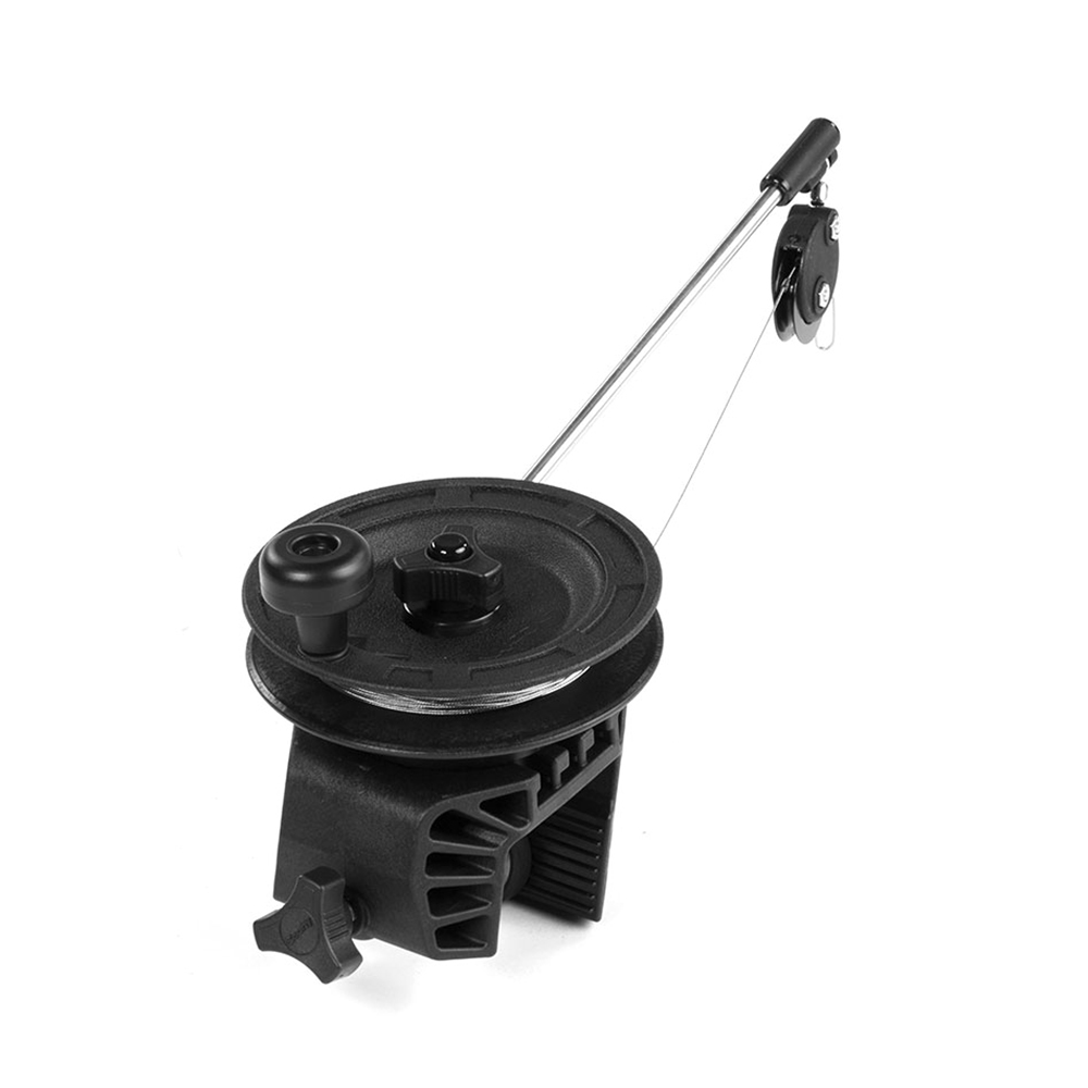 Downrigger fishing reel with rod and pulley