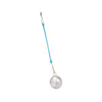 Fishing sinker attached to a blue wire leader.