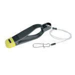 Fishing line release clip with cable attached.